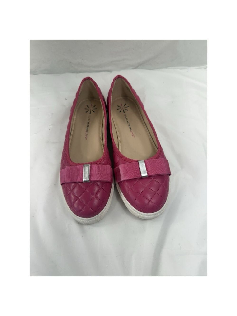 Isaac Mizrahi Live Kaitlyn Quilted Leather Flats Size 8.5 Pink Shoes - Picture 1 of 15